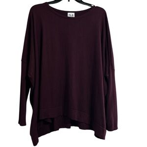 Planet By Lauren G Pima Cotton Crew Neck in Port One Size